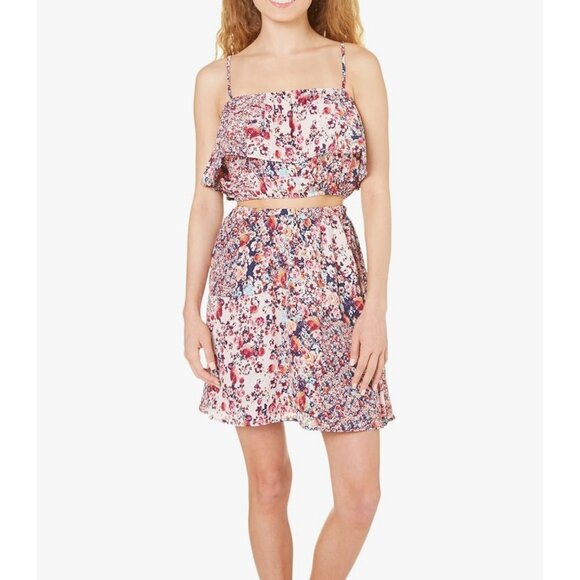 Speechless NWT Two Piece Skirt Set Floral Crop Top with Mini Skirt Sz XS Womens - Picture 1 of 10
